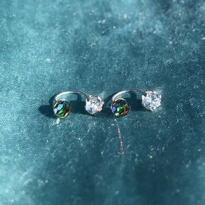 NEW 925 Sterling Silver Cubic Zirconia Gem Earrings